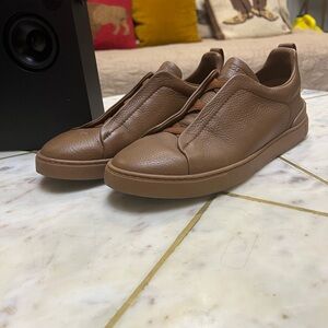 Ermenegildo Zegna Tan Leather Sneakers